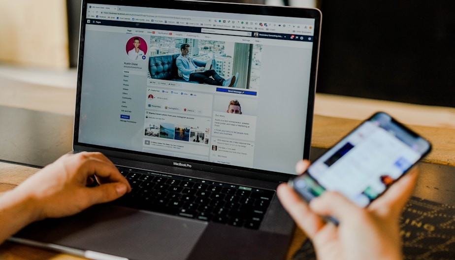 Digital marketing and social media on laptop