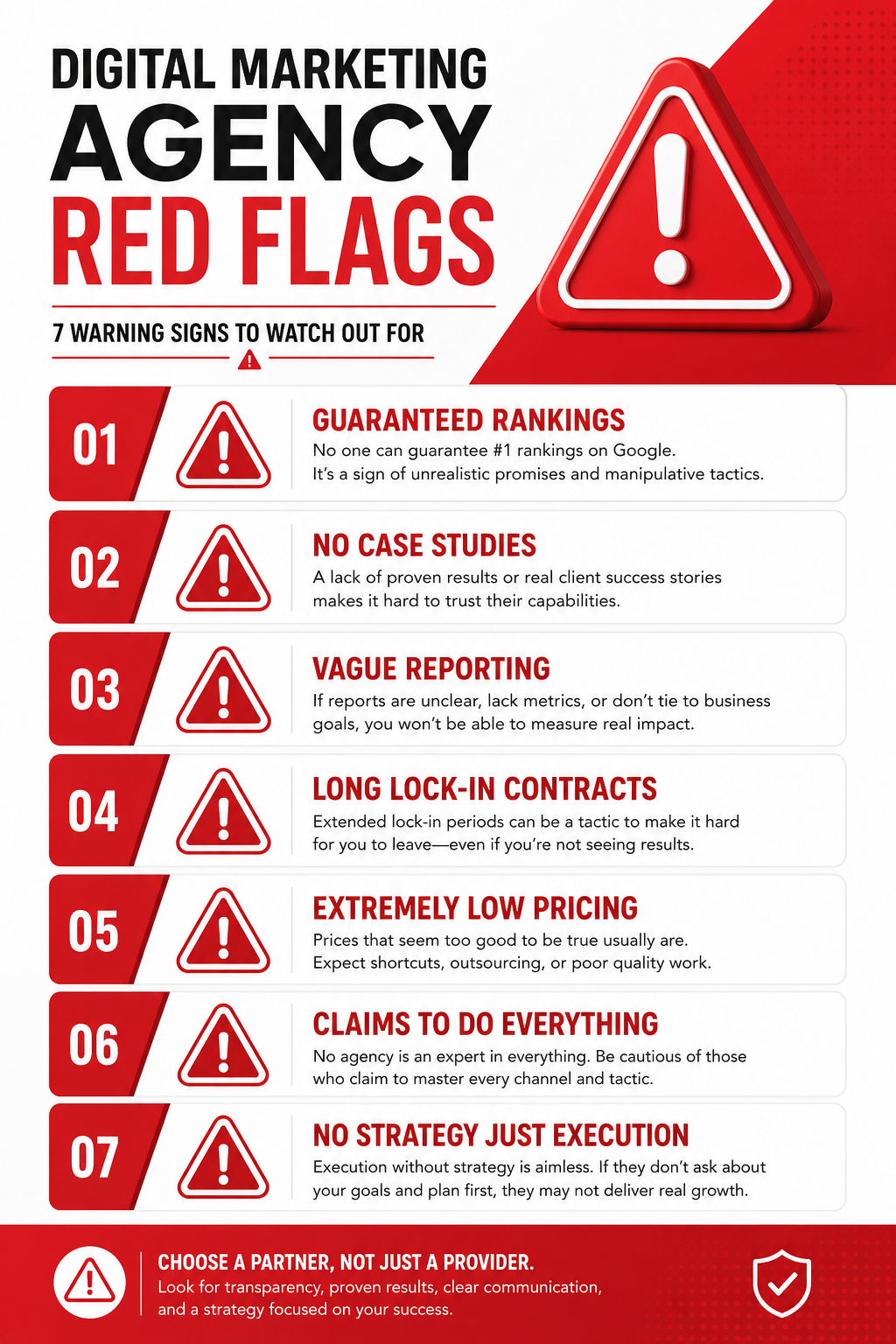 Digital marketing agency red flags and warning signs