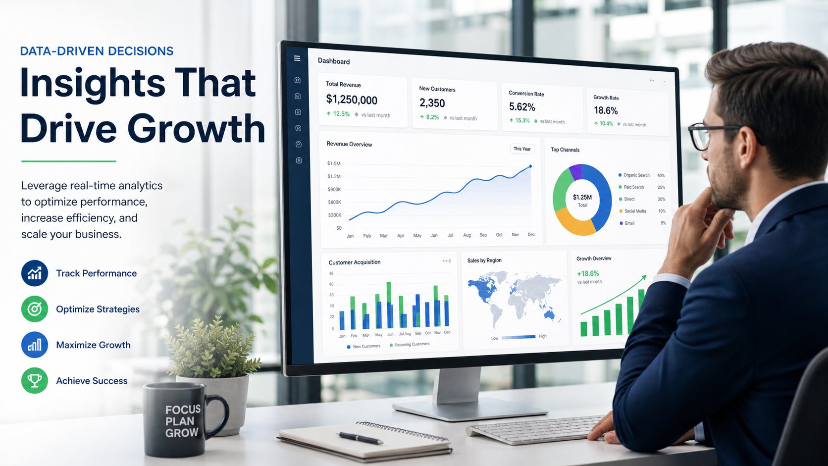 Business growth metrics and performance analytics dashboard