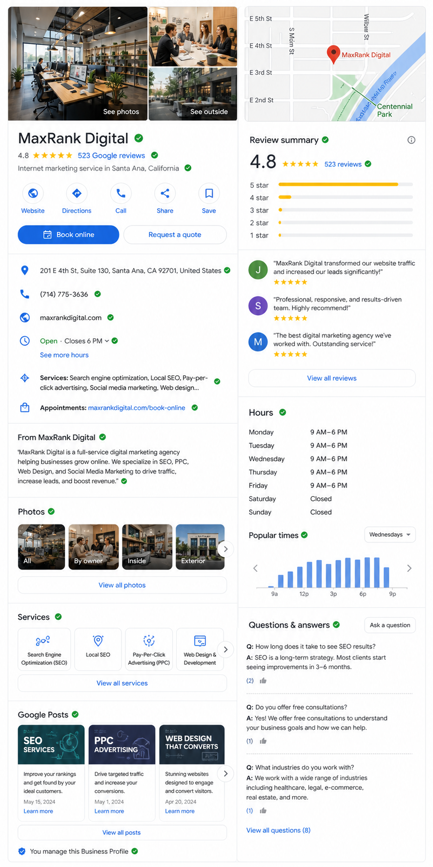 Fully optimized Google Business Profile with all sections completed